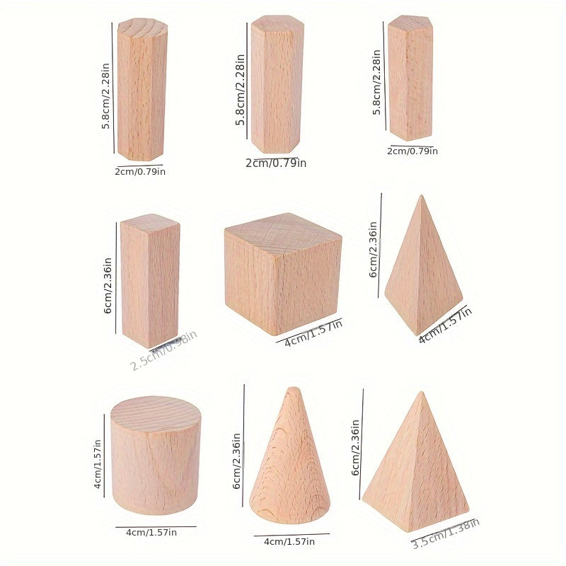 3D Geometry Building Blocks Shape Wooden Toy