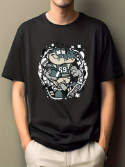 Men's Hip Pop Cartoon Print Tee Active Casual Slightly Stretch Crew Neck T shirt