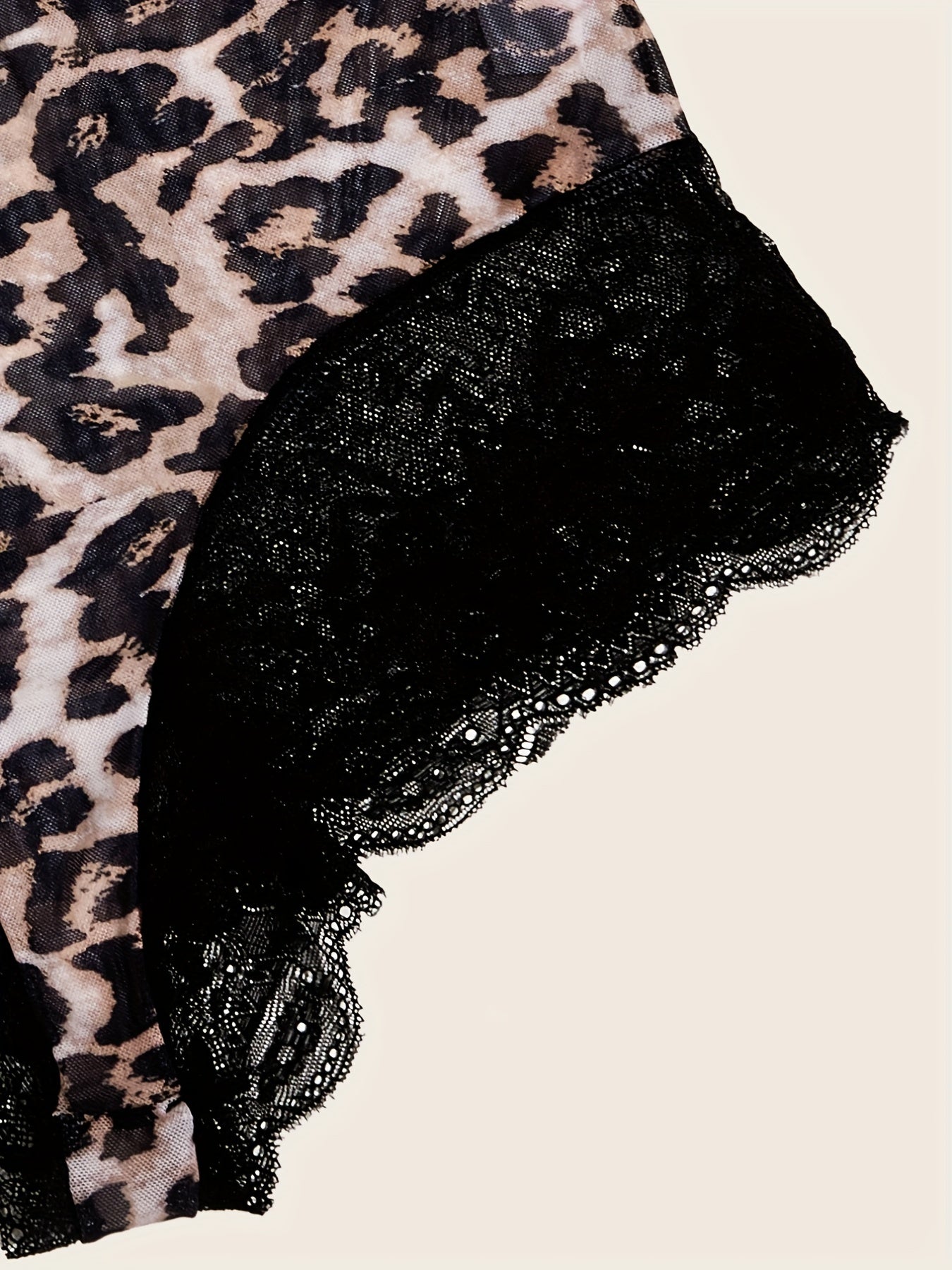 Leopard Lace Teddy Scalloped Trim Bodysuit