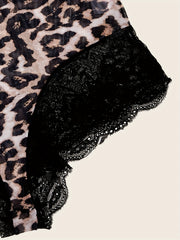 Leopard Lace Teddy Scalloped Trim Bodysuit