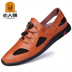 Men's Breathable Leather Sandals Slip On Outdoor Beach Spring Summer