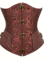 Gothic Strapless Corset Bustier Tummy Control Lace Up Jacquard Body Shaper