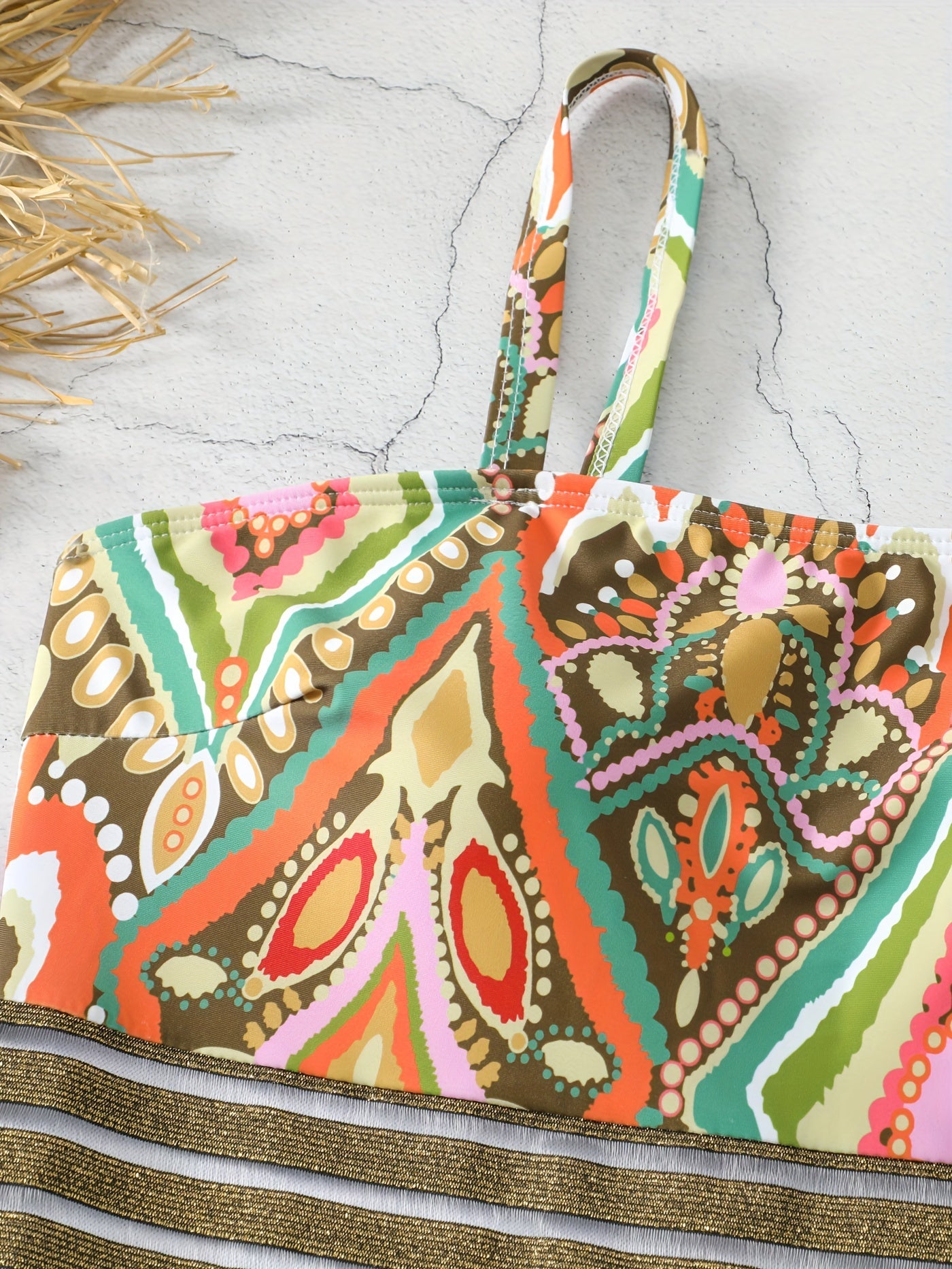 One Piece Swimsuit Graphic Print Mesh Padded Bathing Suit