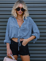Women's Loose Fit Denim Crop Top