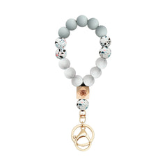 Butterfly Wood Bead Elastic Bracelet Key Chain