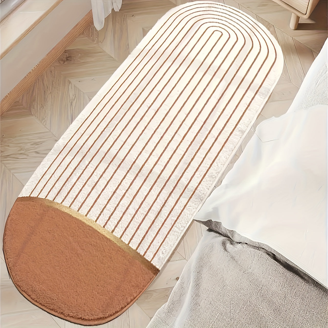 Striped Print Rug Hand Washable Mat Household Decorative Lovely Warm Carpet