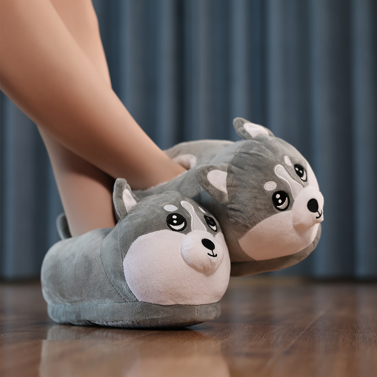 Men's Husky Plush Cozy House Slippers Anti Skid Winter Shoes