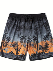 Palm Trees Tie Dye Gradient Print Shorts Summer Pool Beach Lounge Shorts