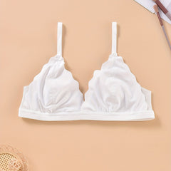 Lace Wireless Bra with Scalloped Trim - Comfortable Floral Lingerie