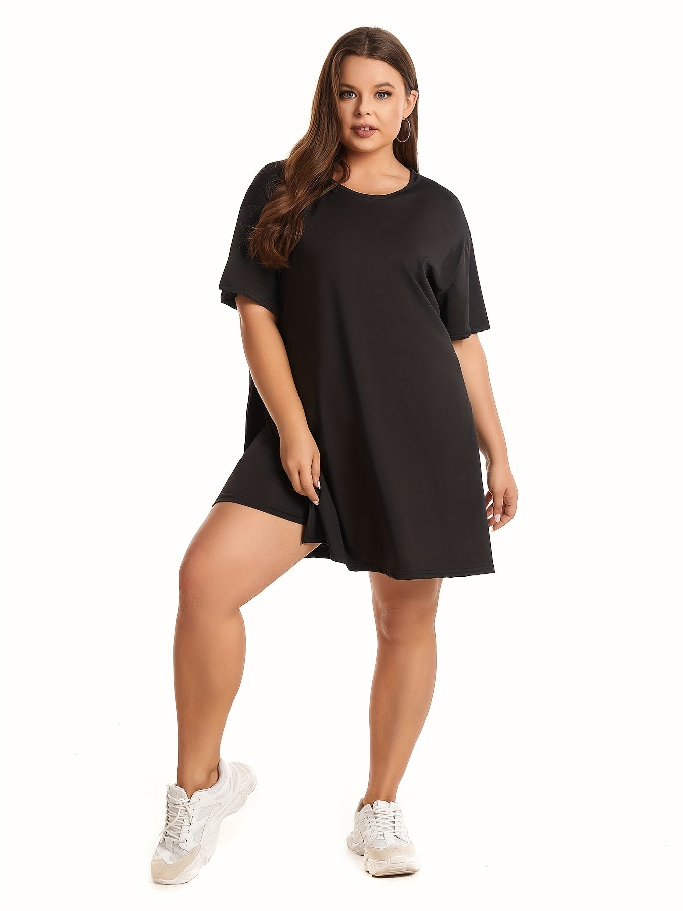 Short Sleeve Split Oversized Tops & Biker Shorts Set