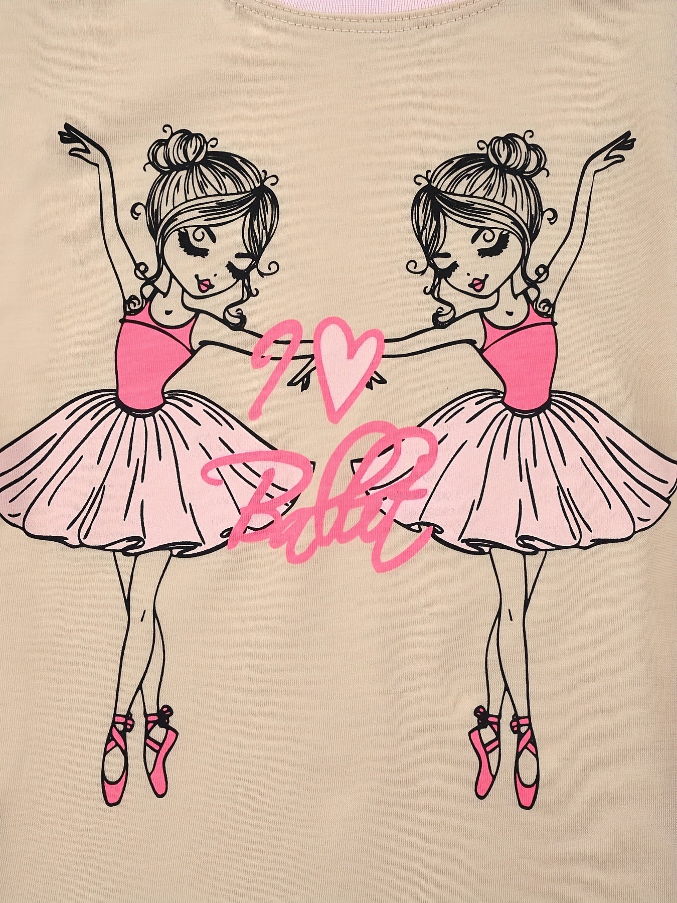 Girls Ballet Girl Graphic Pajamas Set Short Sleeve Tee & Shorts Sleepwear