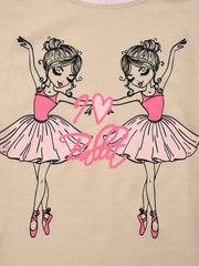 Girls Ballet Girl Graphic Pajamas Set Short Sleeve Tee & Shorts Sleepwear