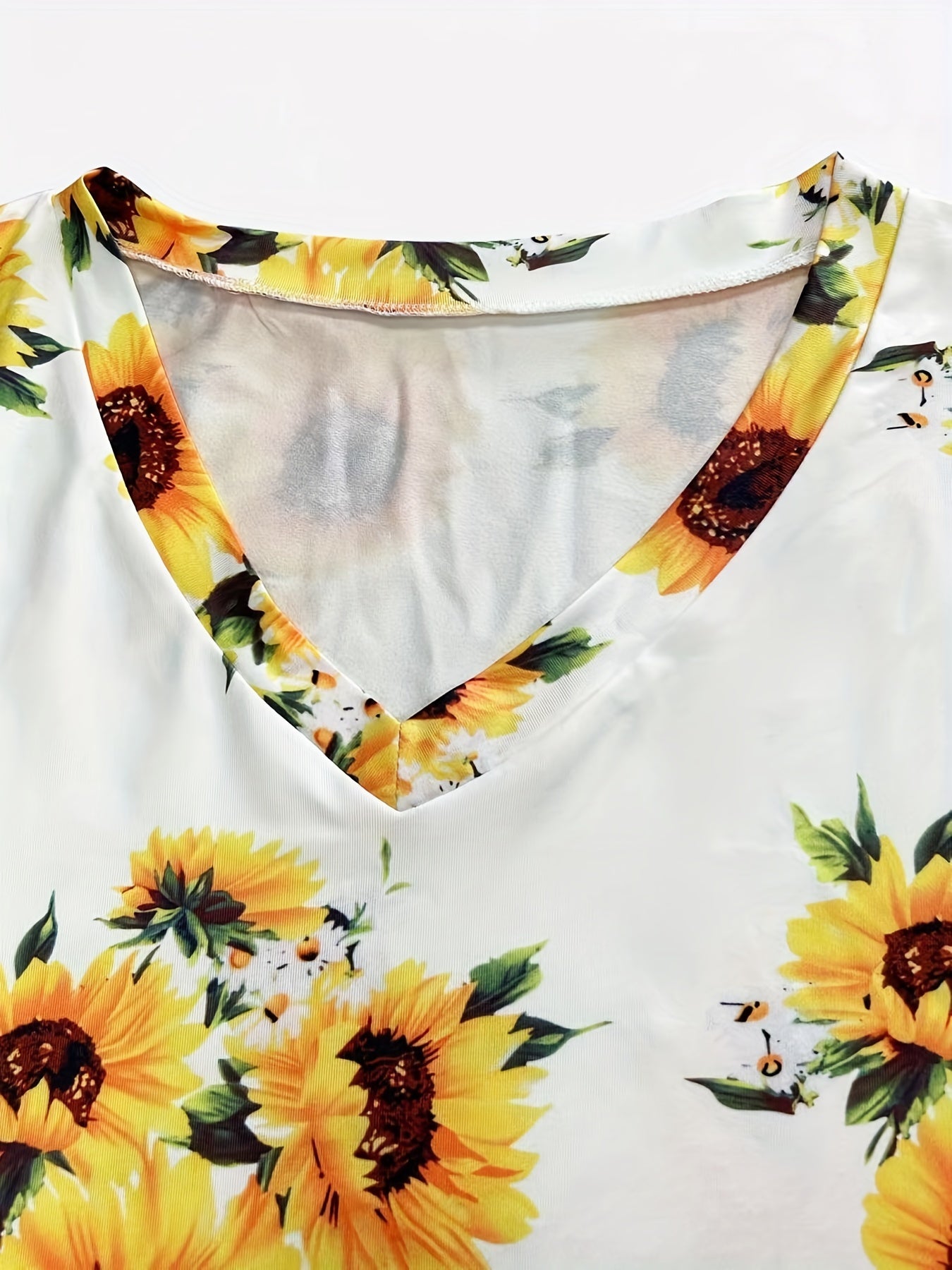Sunflower Print V Neck Tank Top Summer Sleeveless Casual Women's Clothing