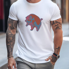 Men's Printed Leisure Sports T shirt Casual Stretch Round Neck Tee Shirt