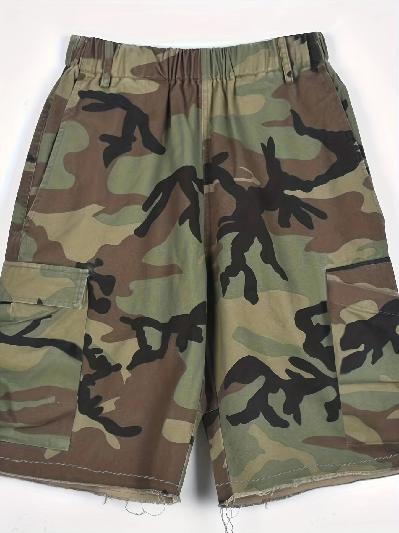 Camouflage Print Elastic Waist Shorts for Women