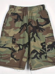 Camouflage Print Elastic Waist Shorts for Women