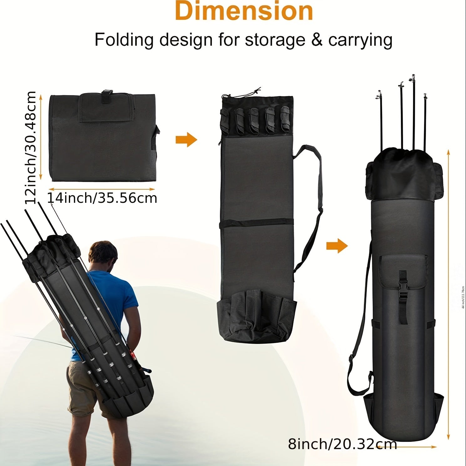 Fishing Rod Case Fishing Pole Carrier Case Fishing Rod & Reel Organizer Bag