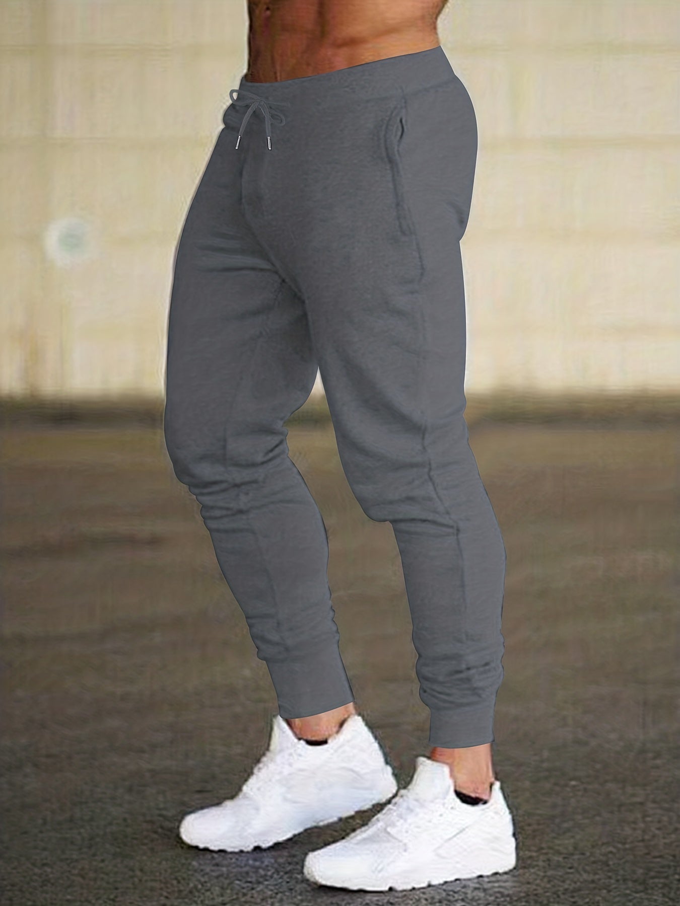Men's Solid Drawstring Sweatpants Pocket Casual Comfy Jogger Pants