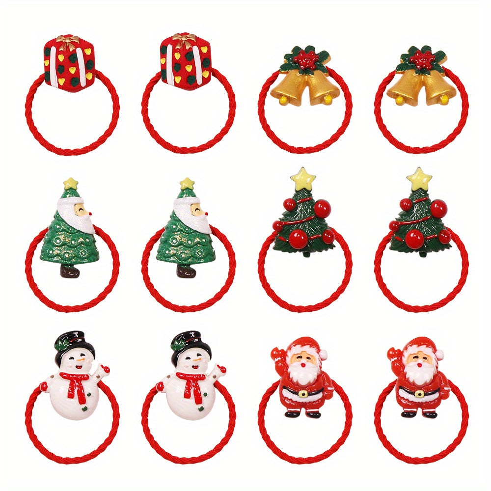12pcs Christmas Hair Band Elastic Hair Ties for Girls Kids