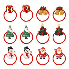 12pcs Christmas Hair Band Elastic Hair Ties for Girls Kids