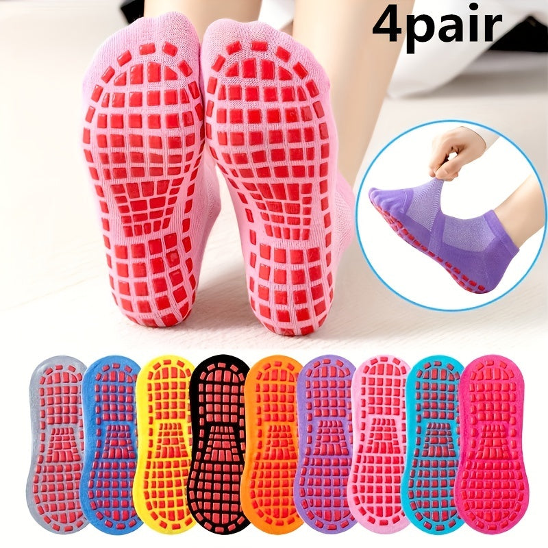 4 Pairs Summer Mesh Trampoline Socks Non Slip Breathable Yoga Pilates