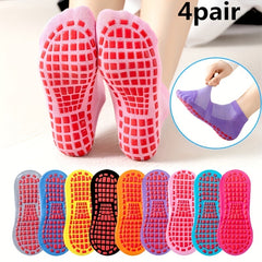 4 Pairs Summer Mesh Trampoline Socks Non Slip Breathable Yoga Pilates