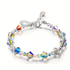 Colorful Transparent Square Rhombus Beaded Bracelet Holiday Gift For Girls