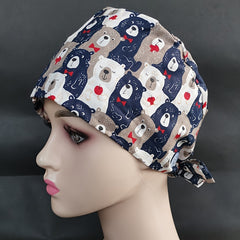 Cartoon Print Cotton Working Cap Adjustable Women Man Unisex Working Hats