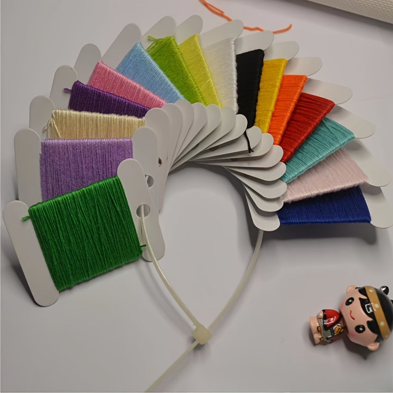 14pcs Cross Stitch Thread DIY Monochrome Sewing Toy Insole Winding Board Set