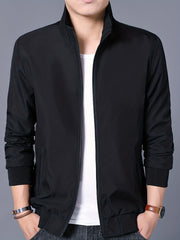 Men's Stand Collar Zip Up Jacket Coat For Spring Fall