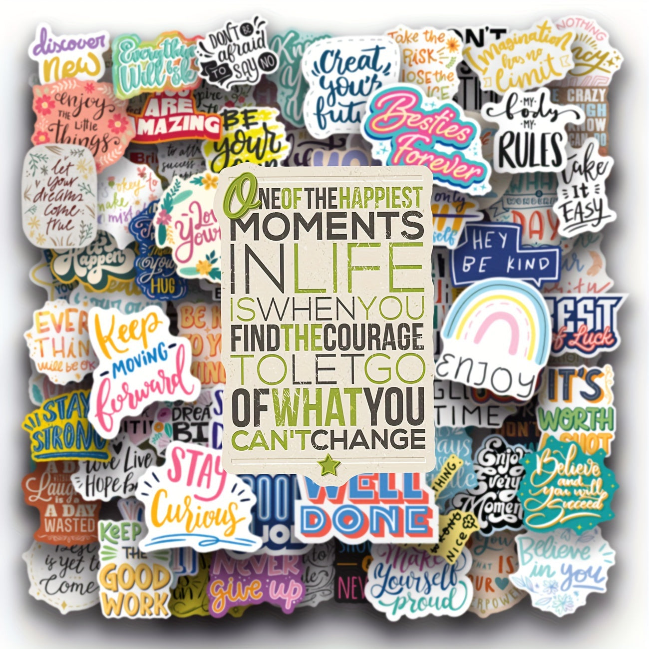 100pcs Inspirational Stickers Pack Positive Vinyl Quote Stickers