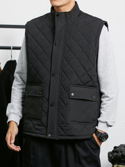 Men's Stand Collar Thermal Vest with Zipper