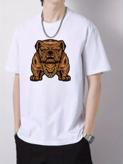 Cartoon Pug Print Men's Graphic Cotton T-shirt