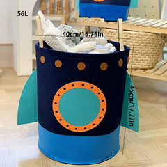 Large Capacity Fabric Space Themed Laundry Hamper with Squirrel
