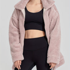 Women's Zip Up Fleece Jacket Turtle Neck Coat