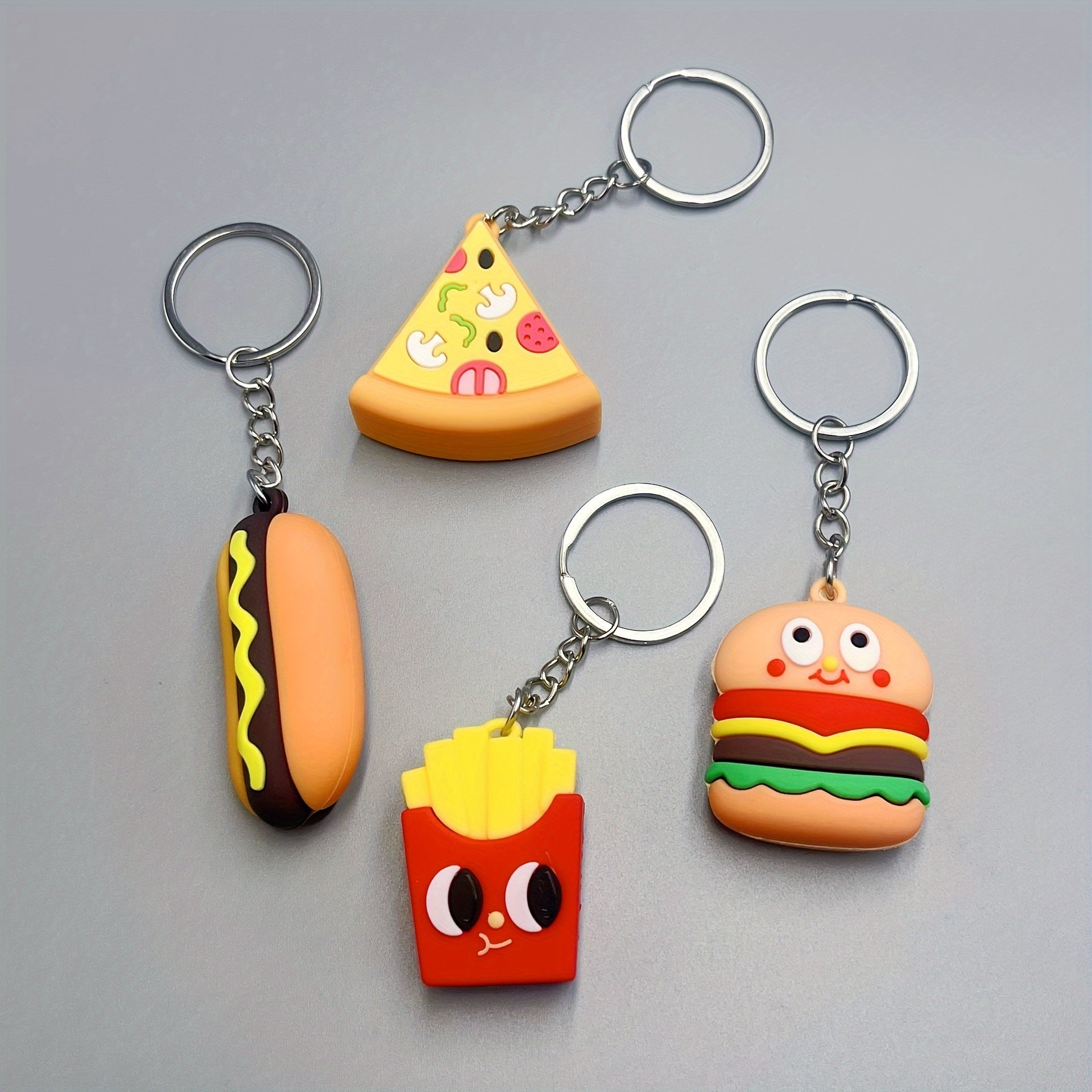 4pcs Soft Plastic French Fries Hamburger Keychain Car Pendant Backpack Pendant
