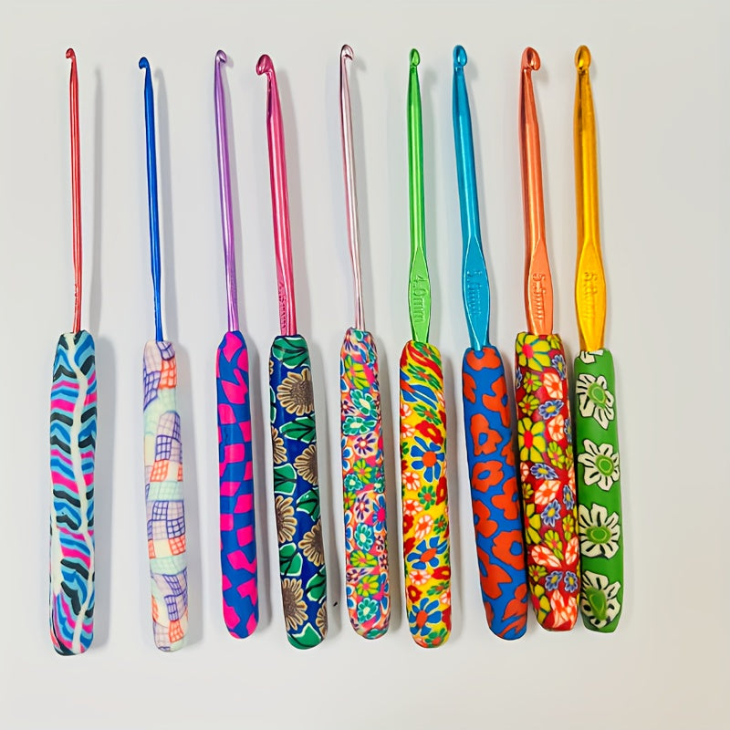 9pcs Aluminum Crochet Hooks Set Floral Crochet Kit for Beginners
