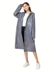 Hooded Waterproof Rain Poncho Drawstring Lightweight Reusable Anti Raincoat