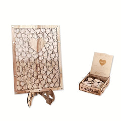 Rustic Wedding Guest Book with 100 Wood Hearts