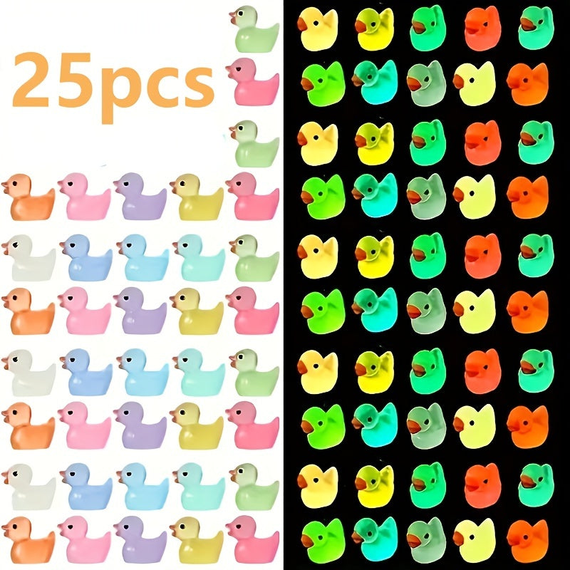 55pcs Mini Glowing Resin Duck Statue Micro Animal Garden Decoration