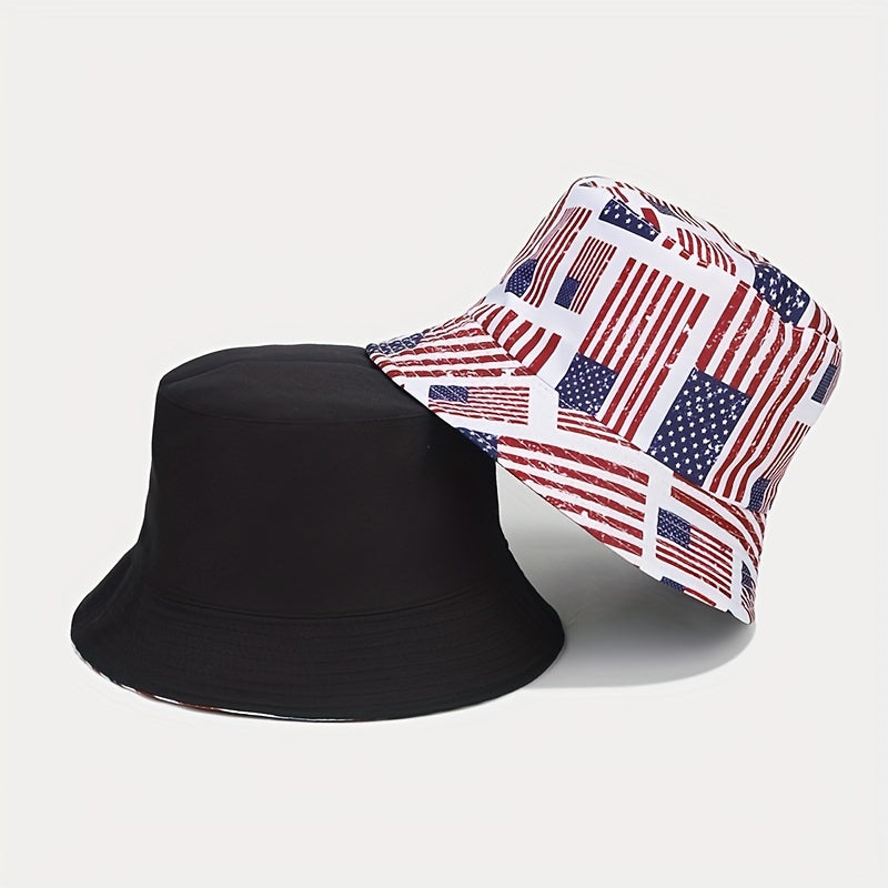 Unisex Flag Pattern Sunshade Bucket Hat for Outdoor Travel