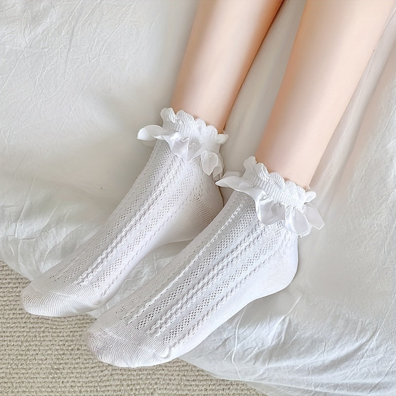5 Pairs Ruffle Short Socks Sweet All-Match Women's Stockings Hosiery