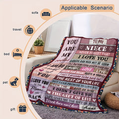 Soft & Warm Envelope Print Blanket for Niece from Aunt - Perfect for Couch Sofa