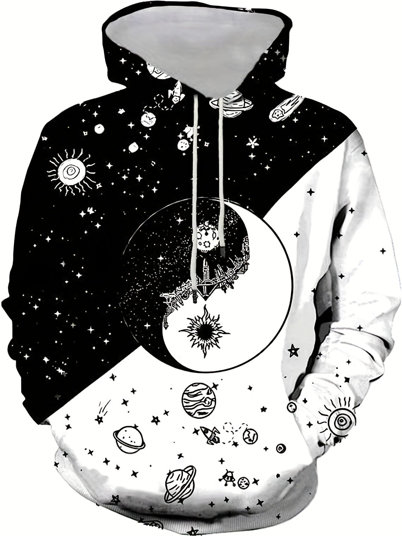 Starry Sky Print Hoodies For Men Graphic Sweatshirt Comfy Hooded Pullover