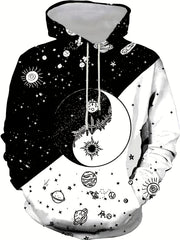 Starry Sky Print Hoodies For Men Graphic Sweatshirt Comfy Hooded Pullover