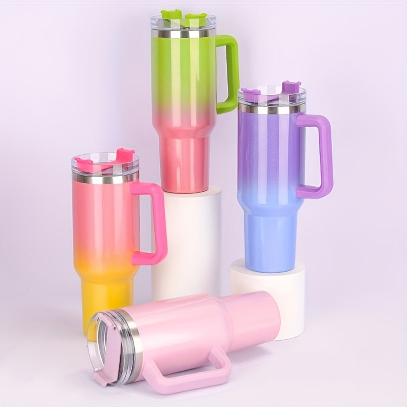 40oz Rainbow Stainless Steel Insulated Water Bottle with Handle & Straw Lid