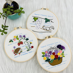 Embroidery Kit with Patterns, Hoop, Needles, Threads - Beginner DIY Crafts