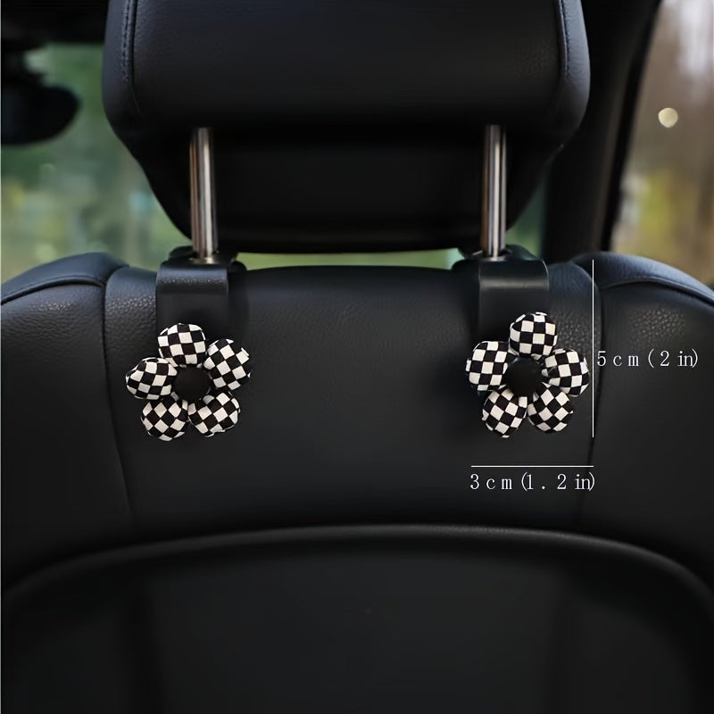 Car Seat Headrest Hook Houndstooth Bowknot Car Storage Hanger