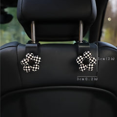 Car Seat Headrest Hook Houndstooth Bowknot Car Storage Hanger