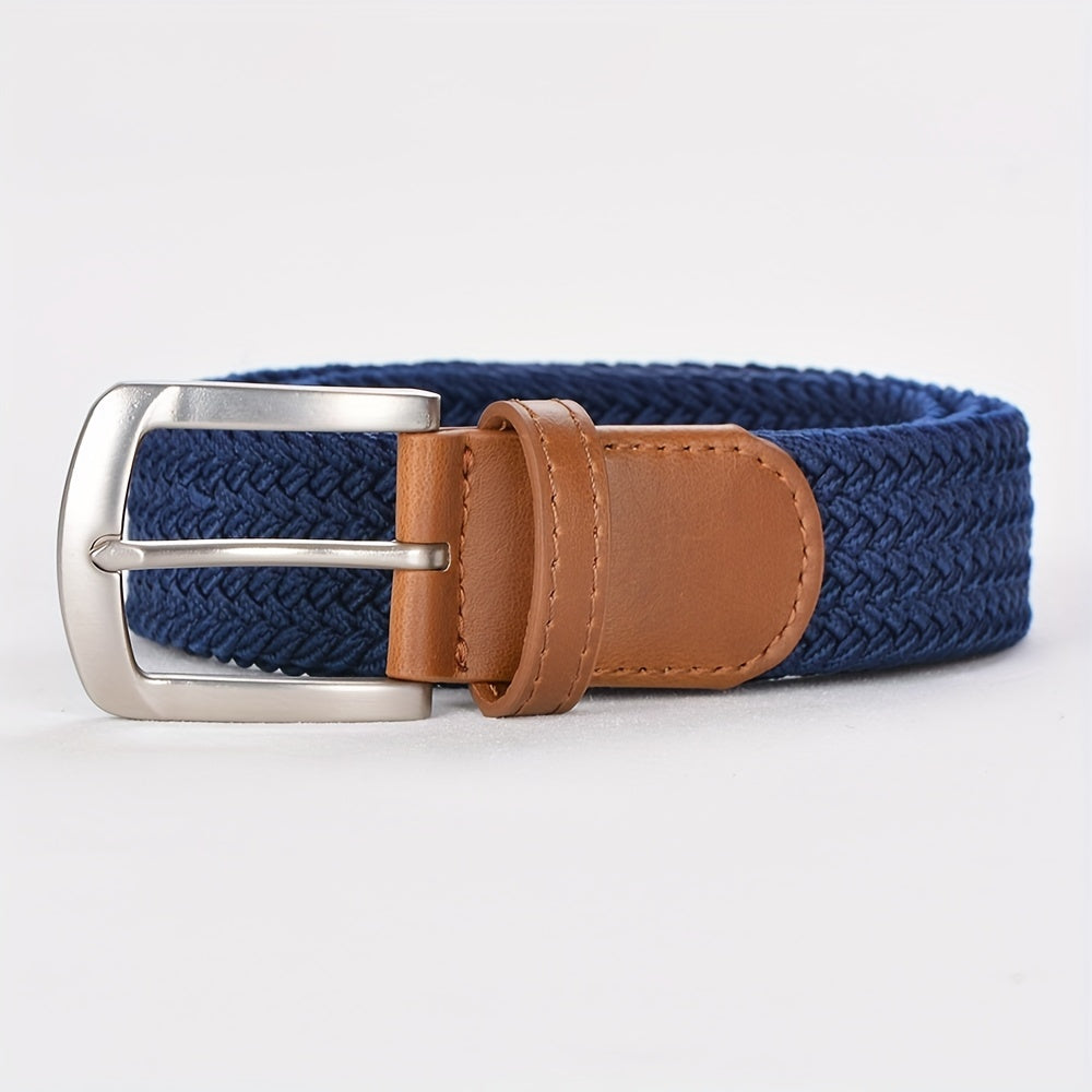 Unisex Elastic Leather Belt Men s Stretch Woven Braided Belt